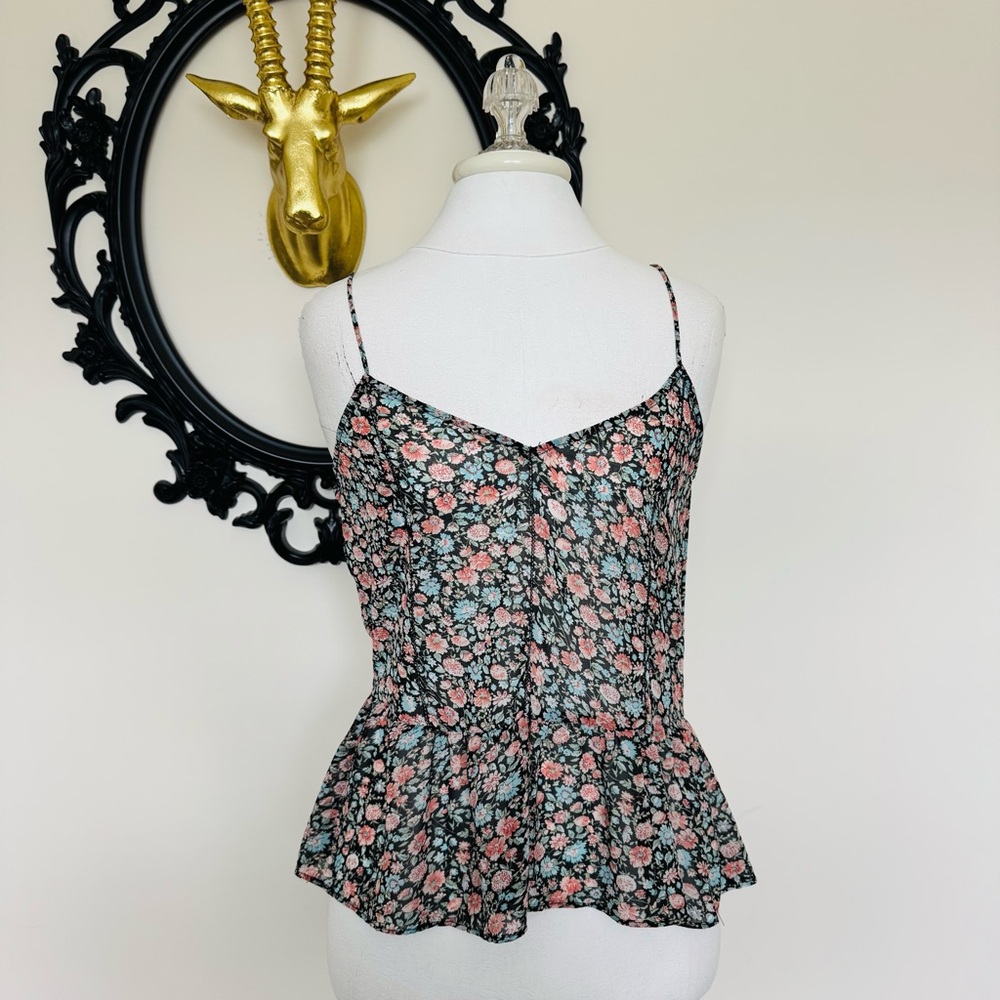 DV by Dolce Vita Black with Floral Print Thin Strap Top